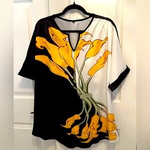 SPRING LILIES BLOUSE, NEW, 2X